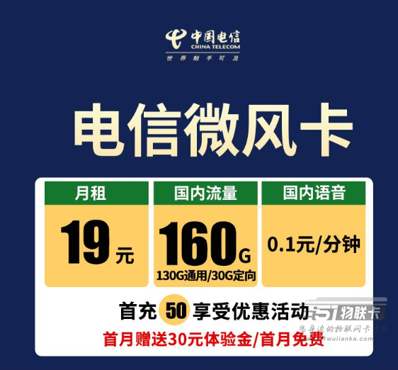 电信19元160G套餐，电信微风卡套餐资费介绍-1