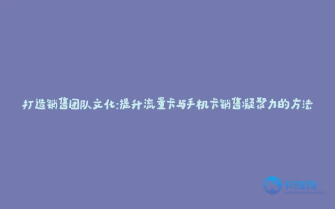打造销售团队文化:提升流量卡与手机卡销售凝聚力的方法
