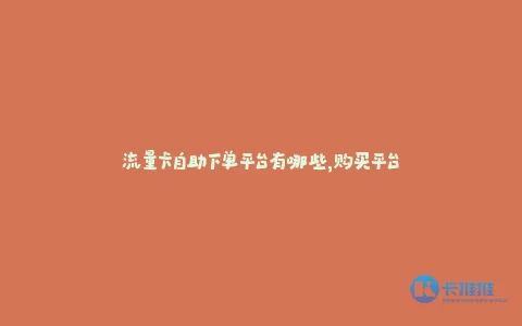 流量卡自助下单平台有哪些,购买平台