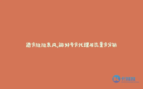 借卡推推东风,做好号卡代理与流量卡分销