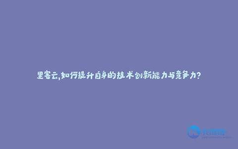 里客云,如何提升自身的技术创新能力与竞争力?