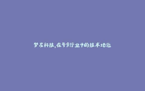 梦龙科技，在号卡行业中的技术地位