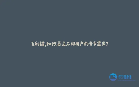 飞利猫,如何满足不同用户的号卡需求?