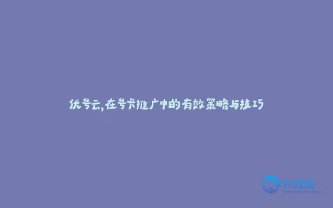 优号云,在号卡推广中的有效策略与技巧