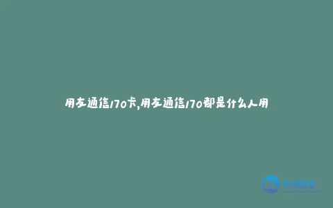 用友通信170卡,用友通信170都是什么人用