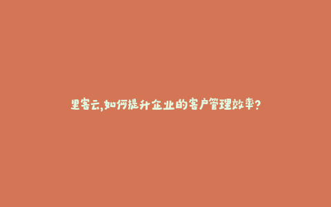 里客云，如何提升企业的客户管理效率？